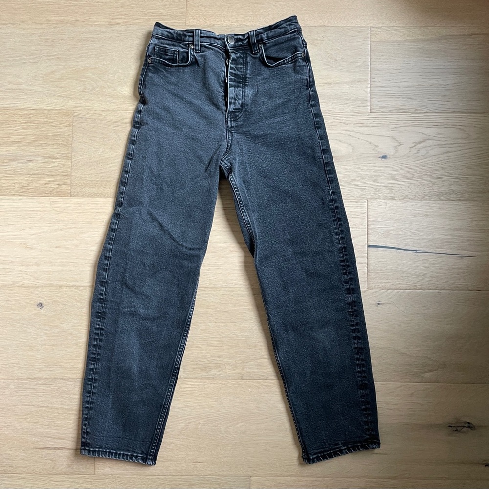 COS High Rise Tapered Leg Ankle Length Faded Black Jeans